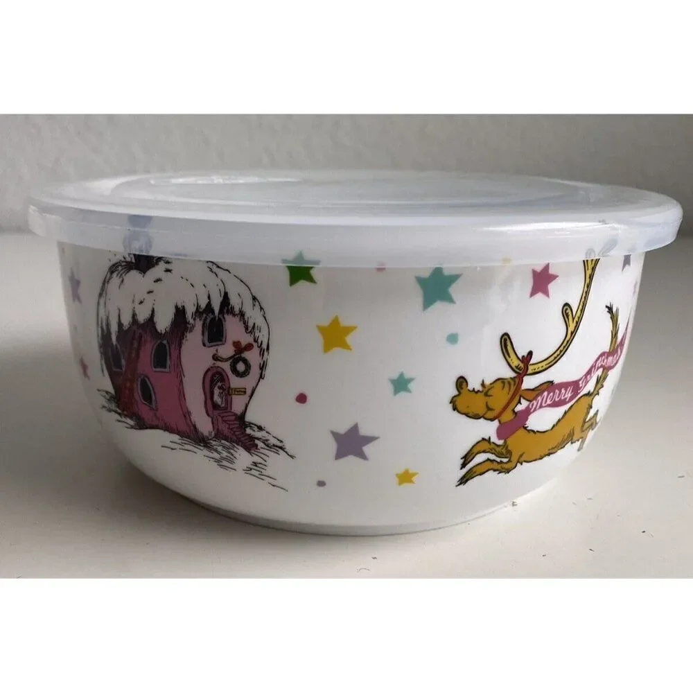 The‎ Grinch Whoville Christmas Ceramic Storage Bowl Container Pressure Lid LARGE
